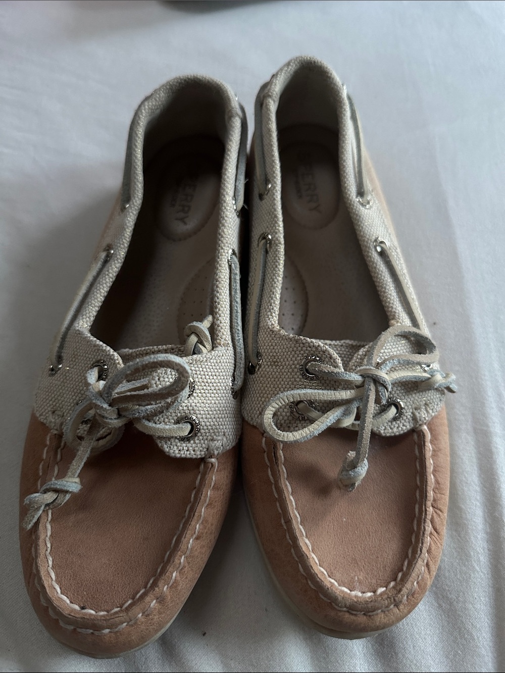 Sperry Classic Top-sider Leather Boat Shoes Beige and Tan Golden Limited Edition